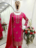Presenting New Cinon Top-Pent and Dupatta Set Fully Stitched Ready To Wear