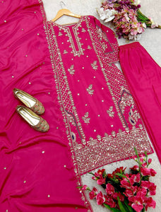 Presenting New Cinon Top-Pent and Dupatta Set Fully Stitched Ready To Wear
