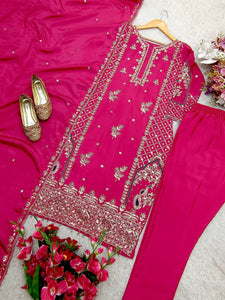 Presenting New Cinon Top-Pent and Dupatta Set Fully Stitched Ready To Wear