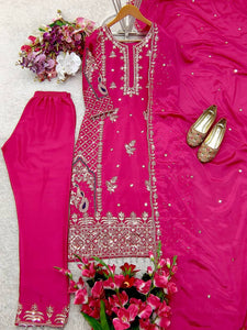 Presenting New Cinon Top-Pent and Dupatta Set Fully Stitched Ready To Wear
