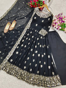 Presenting New Collection Heavy Fox Georgett Gown -Pent  Dupatta Set Fully Stitched Ready To Wea