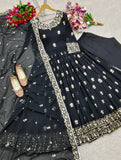 Presenting New Collection Heavy Fox Georgett Gown -Pent  Dupatta Set Fully Stitched Ready To Wea