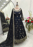Presenting New Collection Heavy Fox Georgett Gown -Pent  Dupatta Set Fully Stitched Ready To Wea