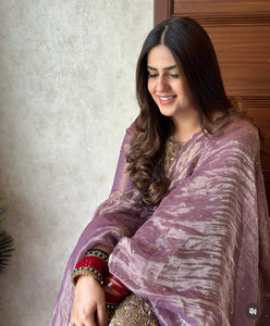 Presenting New Twin-Tisyu Net Top-Pent and Dupatta Set Fully Stitched Ready To Wear