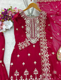 Presenting New Fox Georgette Top-Sarara and Dupatta Set Fully Stitched Ready To Wear