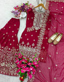 Presenting New Fox Georgette Top-Sarara and Dupatta Set Fully Stitched Ready To Wear