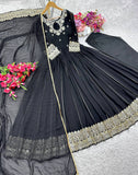 Presenting New  Pure Fox Georgette Gwon Pent and Dupatta Set Fully Stitched Ready To Wear