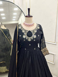 Presenting New  Pure Fox Georgette Gwon Pent and Dupatta Set Fully Stitched Ready To Wear
