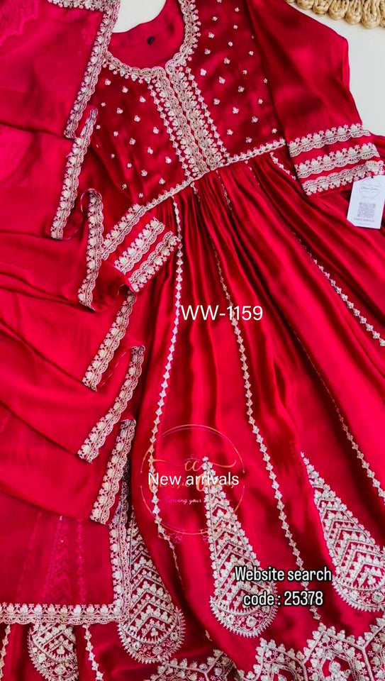 Presenting New  Pure Fox Georgette Gwon Pent and Dupatta Set Fully Stitched Ready To Wear