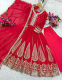 Presenting New  Pure Fox Georgette Gwon Pent and Dupatta Set Fully Stitched Ready To Wear