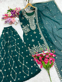 Presenting New  Pure Fox Georgette Top-Sarara and Dupatta Set Fully Stitched Ready To Wear