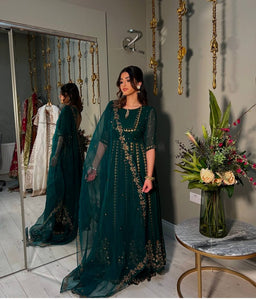 Presenting New  Pure Fox Georgette Gwon Pent and Dupatta Set Fully Stitched Ready To Wear