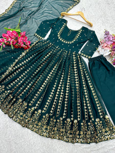 Presenting New  Pure Fox Georgette Gwon Pent and Dupatta Set Fully Stitched Ready To Wear