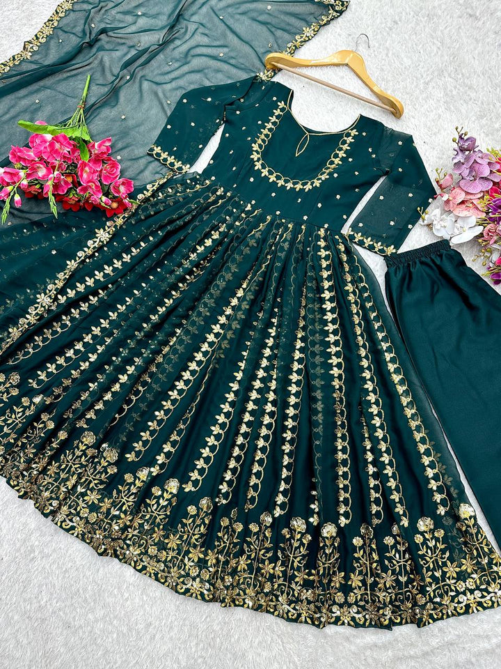 Presenting New  Pure Fox Georgette Gwon Pent and Dupatta Set Fully Stitched Ready To Wear