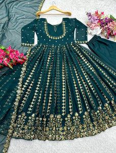 Presenting New  Pure Fox Georgette Gwon Pent and Dupatta Set Fully Stitched Ready To Wear