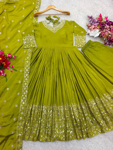 Presenting New WW Real Modling Gown-Pent Dupatta Set Fully Stitched Ready To Wear
