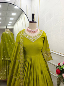 Presenting New WW Real Modling Gown-Pent Dupatta Set Fully Stitched Ready To Wear