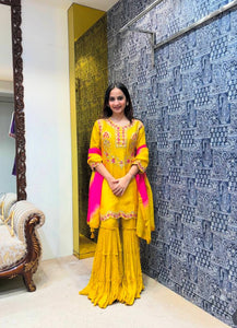 Presenting New Collection Pure Cinon Top-Sarara and Dupatta Set Fully Stitched Ready To Wear 🔥😍🥰*
