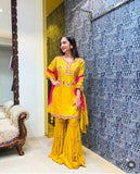 Presenting New Collection Pure Cinon Top-Sarara and Dupatta Set Fully Stitched Ready To Wear 🔥😍🥰*