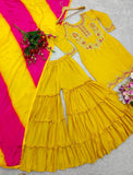 Presenting New Collection Pure Cinon Top-Sarara and Dupatta Set Fully Stitched Ready To Wear 🔥😍🥰*