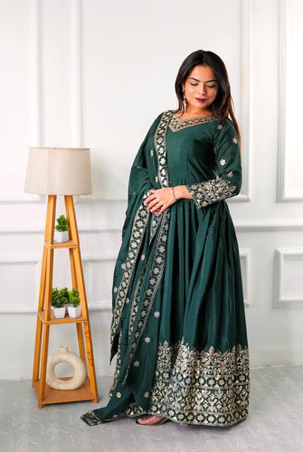 Presenting New WW Real Modling Gown-Pent Dupatta Set Fully Stitched Ready To Wear