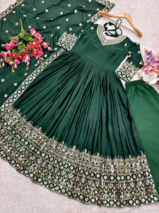 Presenting New WW Real Modling Gown-Pent Dupatta Set Fully Stitched Ready To Wear