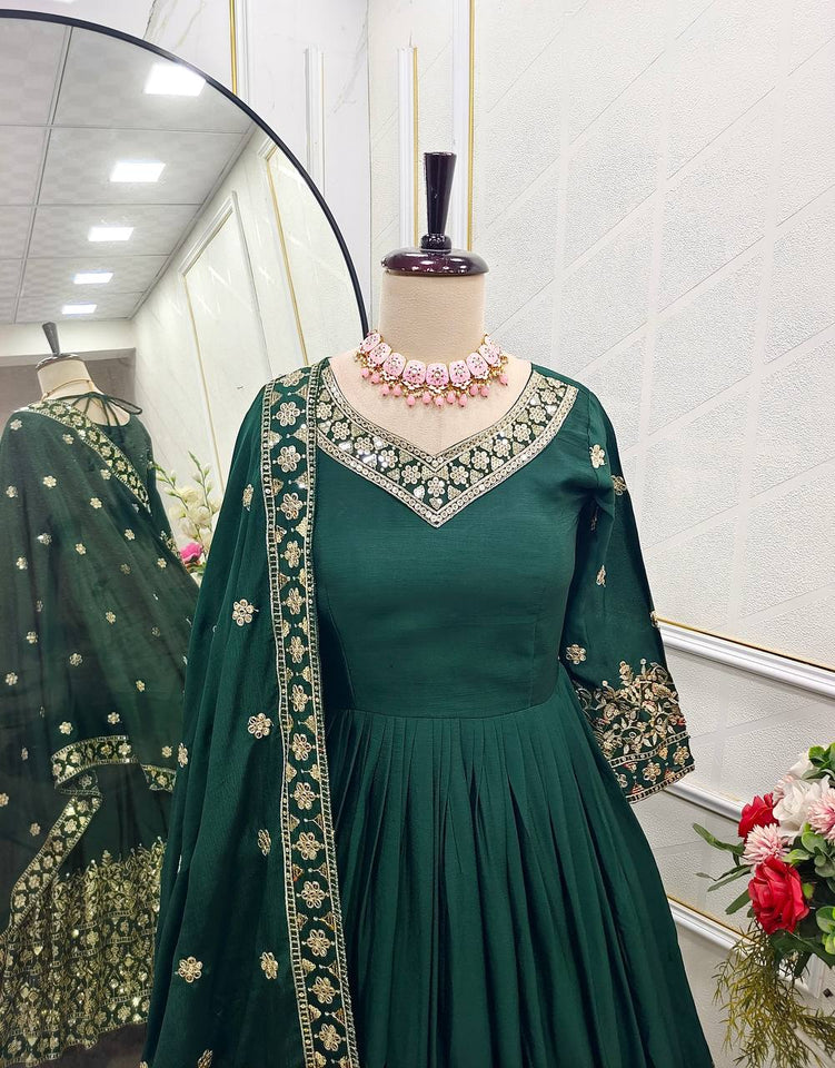 Presenting New WW Real Modling Gown-Pent Dupatta Set Fully Stitched Ready To Wear