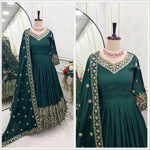 Presenting New WW Real Modling Gown-Pent Dupatta Set Fully Stitched Ready To Wear