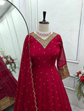 Presenting New  Fox Gown -Pent  Dupatta Set Fully Stitched Ready To Wear