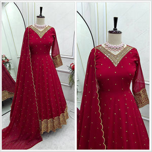 Presenting New  Fox Gown -Pent  Dupatta Set Fully Stitched Ready To Wear