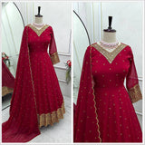 Presenting New  Fox Gown -Pent  Dupatta Set Fully Stitched Ready To Wear