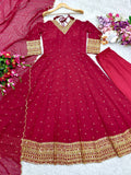Presenting New  Fox Gown -Pent  Dupatta Set Fully Stitched Ready To Wear