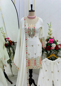 Presenting New Collection Pure Cinon Top-Palzzo with Dupatta Set Fully Stitched Ready To W