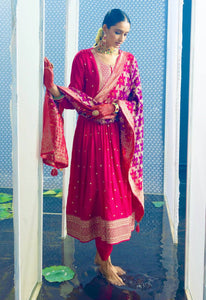 Presenting New Tredition Gown-Pent Dupatta Set Fully Stitched Ready To Wear