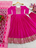 Presenting New Tredition Gown-Pent Dupatta Set Fully Stitched Ready To Wear