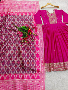 Presenting New Tredition Gown-Pent Dupatta Set Fully Stitched Ready To Wear