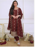 Presenting New Collection Pure Cinon Top-Pent and Dupatta Set Fully Stitched Ready To Wear