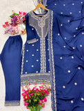 Presenting New Real Modling Collection Pure Cinon Top-Pent and Dupatta Set Fully Stitched Ready To Wea