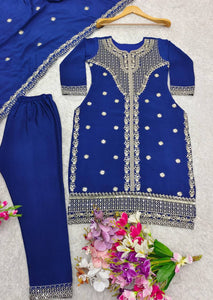Presenting New Real Modling Collection Pure Cinon Top-Pent and Dupatta Set Fully Stitched Ready To Wea