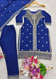 Presenting New Real Modling Collection Pure Cinon Top-Pent and Dupatta Set Fully Stitched Ready To Wea
