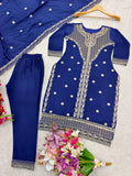 Presenting New Real Modling Collection Pure Cinon Top-Pent and Dupatta Set Fully Stitched Ready To Wea