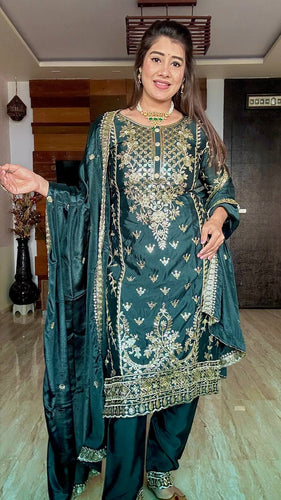 Presenting New Our WW Real Modling Products Pure Cinon Top-Plazzo and Dupatta Set Fully Stitched Ready To Wear 🔥😍🥰*