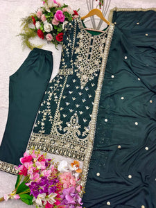 Presenting New Our WW Real Modling Products Pure Cinon Top-Plazzo and Dupatta Set Fully Stitched Ready To Wear 🔥😍🥰*