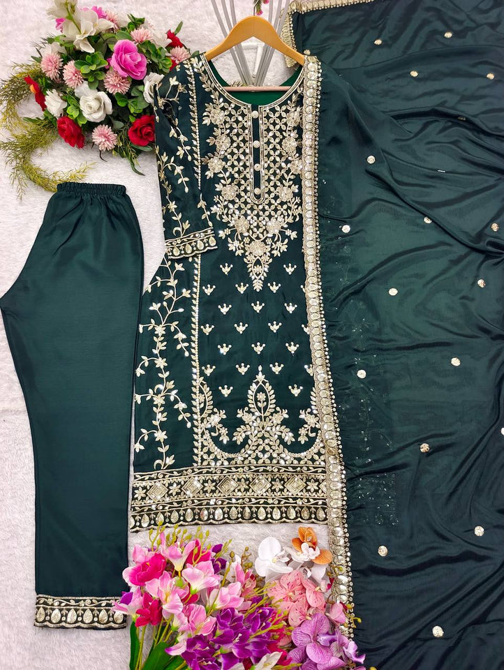 Presenting New Our WW Real Modling Products Pure Cinon Top-Plazzo and Dupatta Set Fully Stitched Ready To Wear 🔥😍🥰*