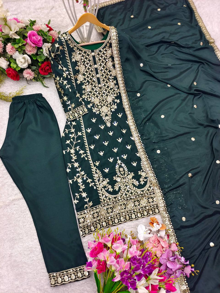Presenting New Our WW Real Modling Products Pure Cinon Top-Plazzo and Dupatta Set Fully Stitched Ready To Wear 🔥😍🥰*