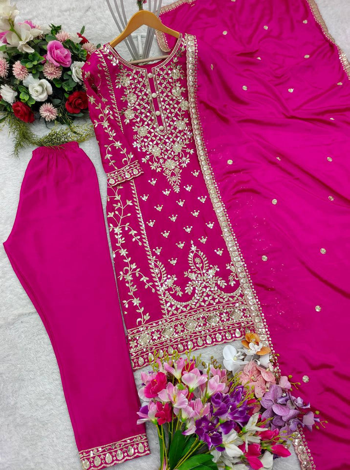 Presenting New Our WW Real Modling Products Pure Cinon Top-Plazzo and Dupatta Set Fully Stitched Ready To Wear