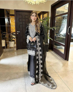 Presenting New Collection Pure Cinon Top-Plazzo and Dupatta Set Fully Stitched Ready To Wear 🔥😍🥰*