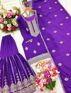 Presenting New Collection Pure Cinon Top-Sarara and Dupatta Set Fully Stitched Ready To Wear