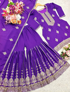 Presenting New Collection Pure Cinon Top-Sarara and Dupatta Set Fully Stitched Ready To Wear