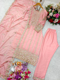 Presenting New Cinon Top -Pent  Dupatta Set Fully Stitched Ready To Wear 🔥